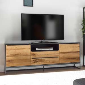 Asmara Wooden 2 Doors 2 Drawers TV Stand In Anthracite And Oak