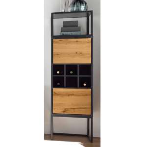 Asmara Wooden 2 Doors Storage Cabinet In Anthracite And Oak