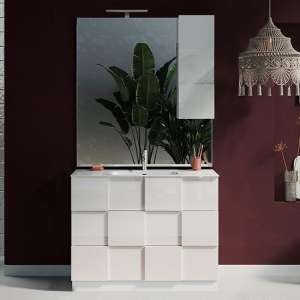Aspen 100cm High Gloss Floor Bathroom Furniture Set In White