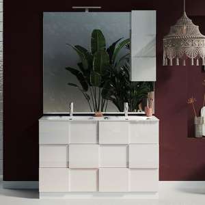 Aspen 120cm High Gloss Floor Bathroom Furniture Set In White