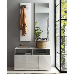 Aspen High Gloss Hallway Furniture Set In White