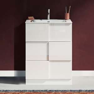 Aspen High Gloss 60cm Floor Vanity Unit And 3 Drawers In White