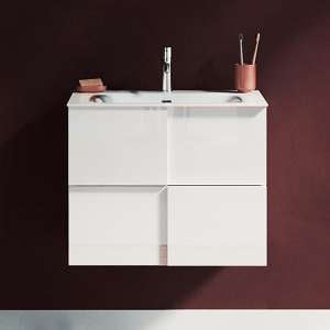 Aspen High Gloss 60cm Wall Vanity Unit And 2 Drawers In White