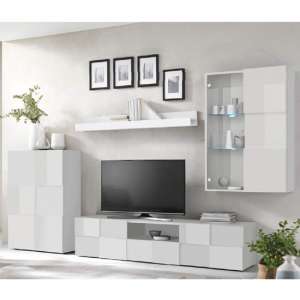 Aspen LED Wooden Living Room Furniture Set In White High Gloss