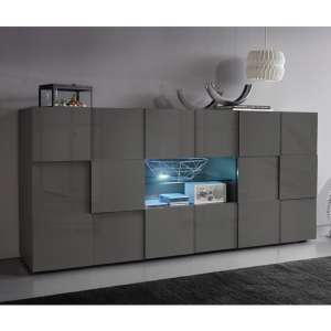 Aspen Modern Sideboard In Grey High Gloss With LED