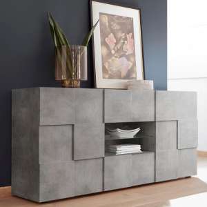 Aspen Wooden 2 Doors Sideboard In Concrete With 2 Drawers