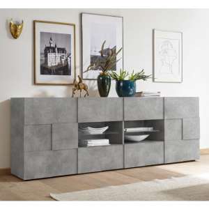 Aspen Wooden 2 Doors Sideboard In Concrete With 4 Drawers