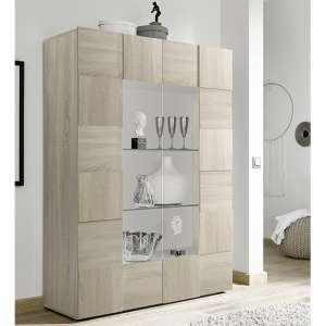 Aspen Wooden Display Cabinet In Sonoma Oak With 2 Doors