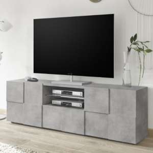 Aspen Wooden Large TV Stand In Concrete With 2 Doors 1 Drawer