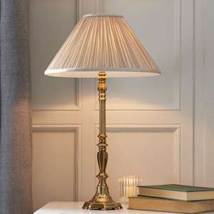 Asquith Beige Fabric Shade Table Lamp In Solid Brass