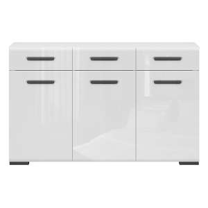 Assen High Gloss Sideboard With 3 Doors 3 Drawers In White