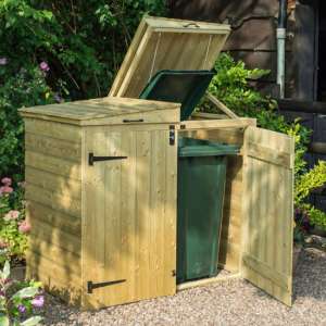 Assington Wooden Bin Store With 4 Doors In Natural Timer