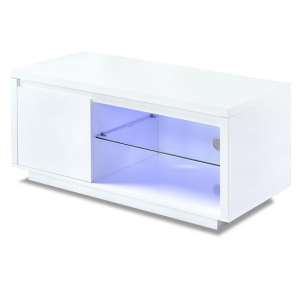Afaf LED High Gloss TV Stand With 1 Door In White
