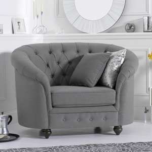 Astarik Chesterfield Fabric Armchair In Grey
