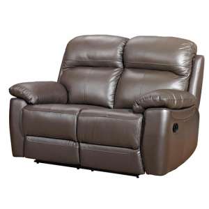 Astona Leather 2 Seater Recliner Sofa In Brown