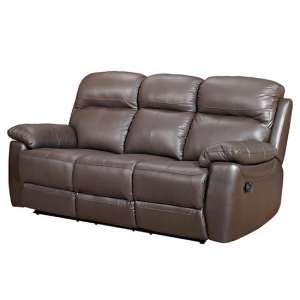 Astona Leather 3 Seater Fixed Sofa In Brown