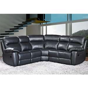 Astona Leather Corner Recliner Sofa In Black