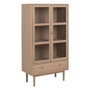 Astonik Wooden 2 Doors And 1 Drawer Display Cabinet In Oak White