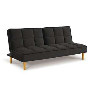 Astrid Fabric Sofa Bed In Dark Grey Velvet With Wooden Legs
