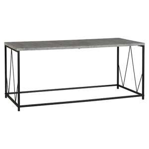 Alsip Rectangular Coffee Table In Concrete Effect And Black
