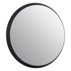 Athens Small Round Wall Bedroom Mirror In Black Frame