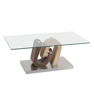 Atlas Glass Coffee Table With Wooden And Steel Base