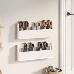 Atmore Pinewood Wall-Mounted Shoe Storage Rack In White