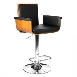 Audrey Bar Stool In Walnut And Black PU Seat With Chrome Base