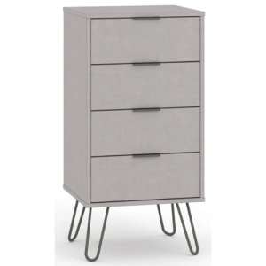 Avoch Narrow Chest Of Drawers In Grey With 4 Drawers