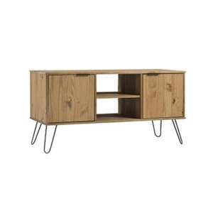 Avoch Wooden TV Stand In Waxed Pine With 2 Doors