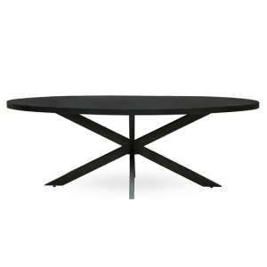 Aula Oval Wooden Dining Table With Black Metal Legs
