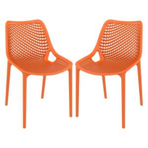 Aultas Outdoor Orange Stacking Dining Chairs In Pair
