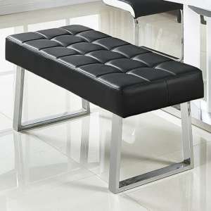Austin Small Faux Leather Dining Bench In Black