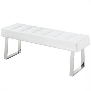 Austin Large Faux Leather Dining Bench In White