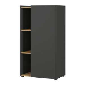 Austin Wide Filing Cabinet In Graphite And Navarra Oak
