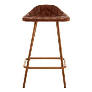 Australis Tan Leather Bar Stool With Iron Cubic Base