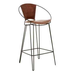 Australis Faux Leather Bar Chair In Brown With Hairpin Legs