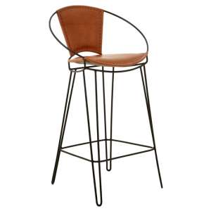 Australis Faux Leather Bar Chair In Light Brown With Hairpin Leg