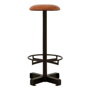 Australis Faux Leather Round Bar Stool In Light Brown