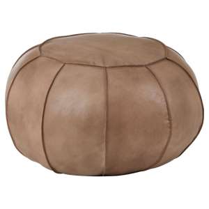Australis Genuine Leather Pouffe In Grey