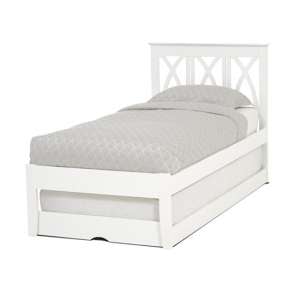 Autumn Hevea Wooden Single Bed And Guest Bed In Opal White