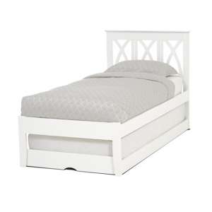 Autumn Hevea Wooden Single Bed And Guest Bed In Opal White