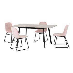 Avah Extending Concrete Effect Dining Table 4 Lyster Pink Chair