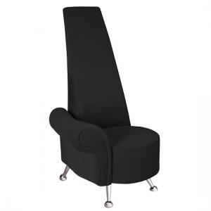 Avalon Right Mini Potenza Chair In Black Fabric And Chrome Legs