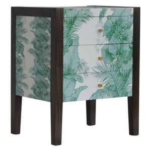 Avanti Wooden Bedside Cabinet In Tropical Pattern
