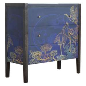 Avanti Wooden Chest Of 3 Drawers In Midnight Blue Pattern
