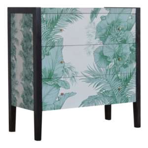 Avanti Wooden Chest Of 3 Drawers In Tropical Pattern