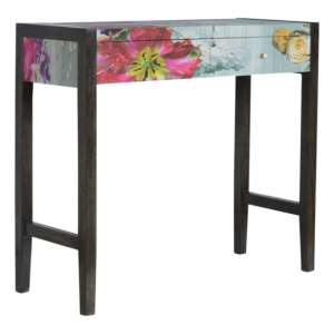 Avanti Wooden Console Table In Floral Pattern