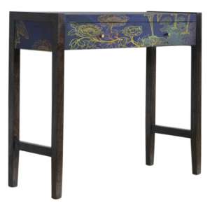 Avanti Wooden Console Table In Midnight Blue Pattern