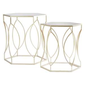 Avanto Hexagonal Glass Set of 2 Side Tables With Oval Frame